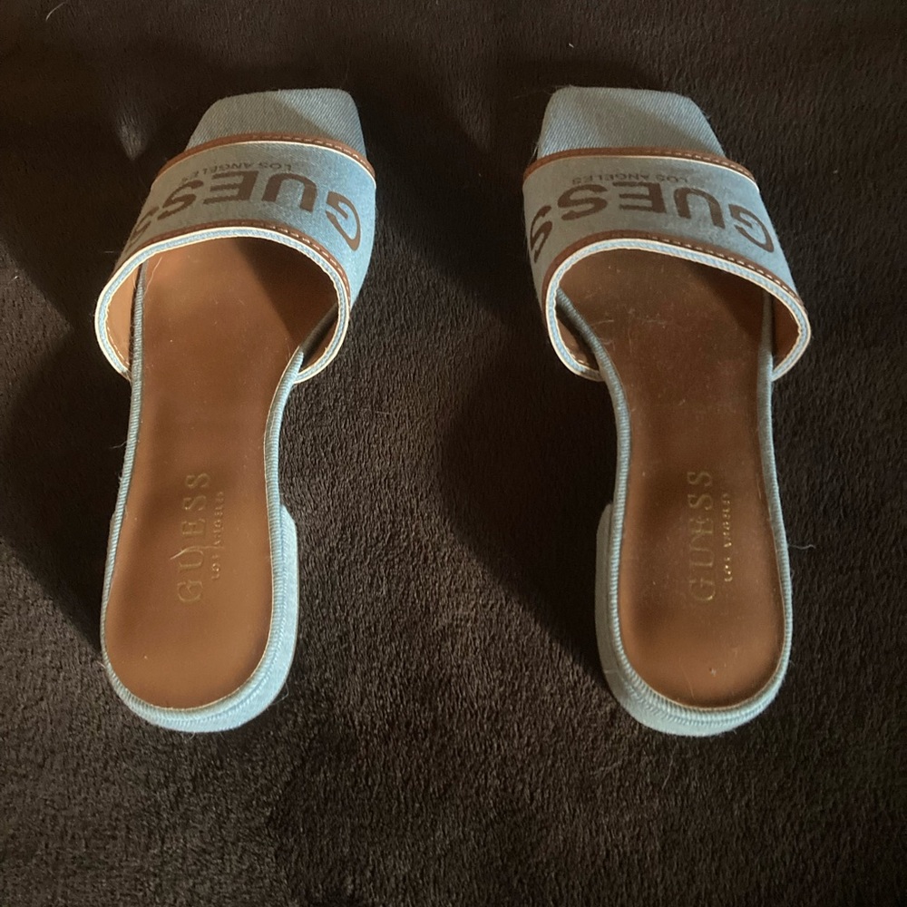 Guess Women's Light Blue Slide Sandals
